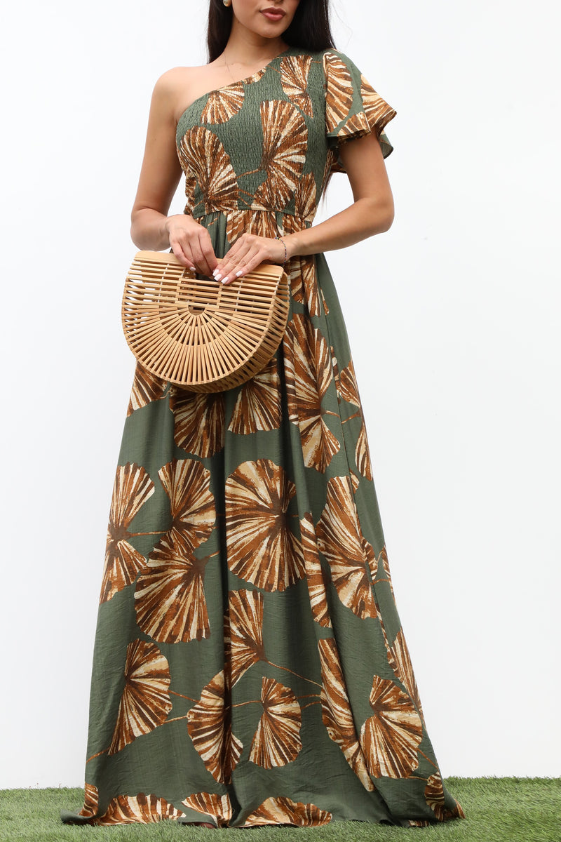 DD7338, SMOCKED TOP WOVEN MAXI DRESS