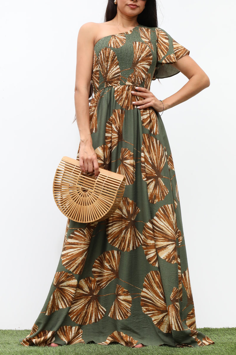 DD7338, SMOCKED TOP WOVEN MAXI DRESS