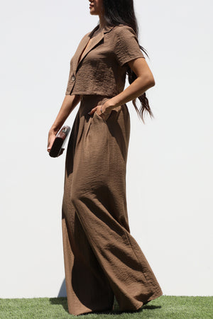 DD8159, BUTTON DOWN JK AND PANTS SET