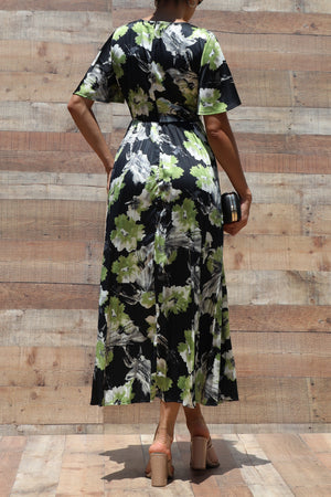 DD6518, PLEATED SATIN TWIST LONG DRESS
