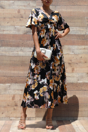DD6518, PLEATED SATIN TWIST LONG DRESS