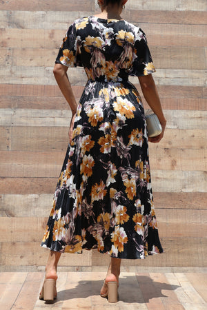 DD6518, PLEATED SATIN TWIST LONG DRESS