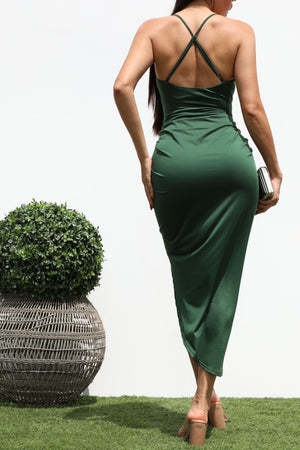 DD4247, CAMI VENETIAN RUCHED BODYCON DRESS