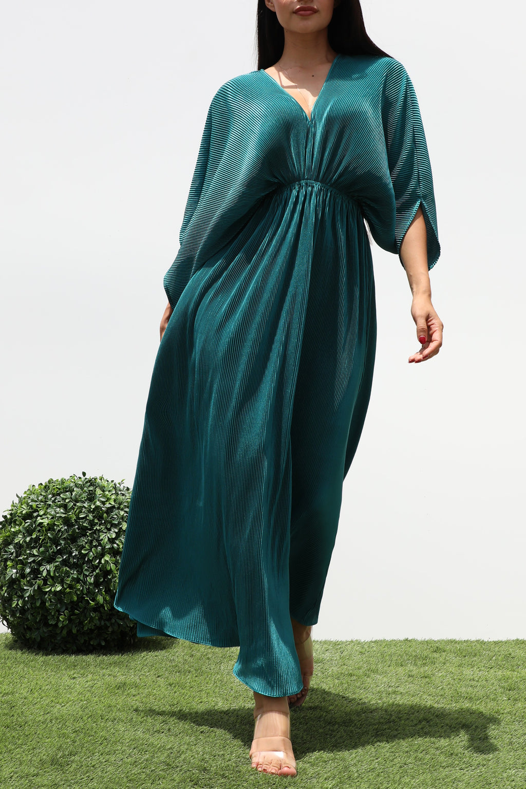 DD7455, PLEATED LOOSE FIT MIDI DRESS