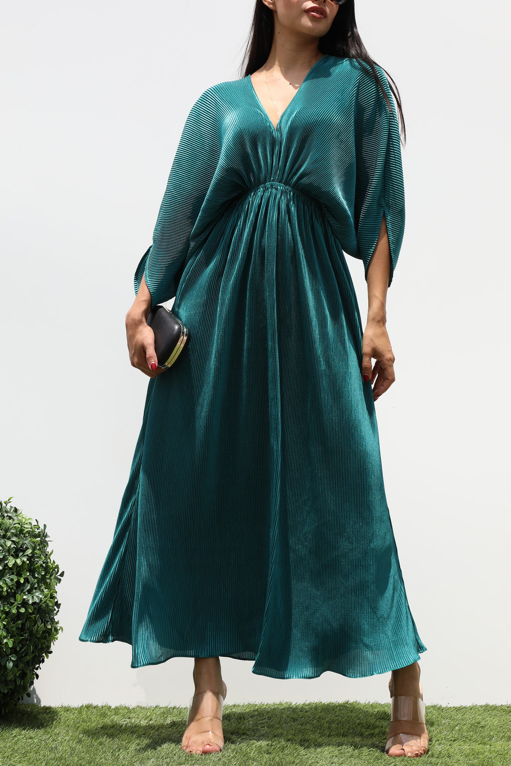 DD7455, PLEATED LOOSE FIT MIDI DRESS