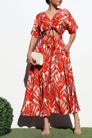 DD8275, PRINTED LOOSE FIT MIDI DRESS