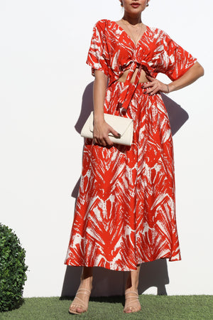 DD8275, PRINTED LOOSE FIT MIDI DRESS