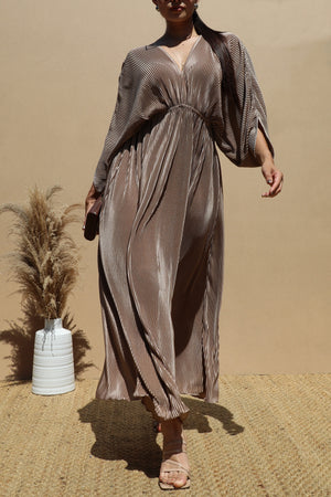 DD7455, PLEATED LOOSE FIT MIDI DRESS