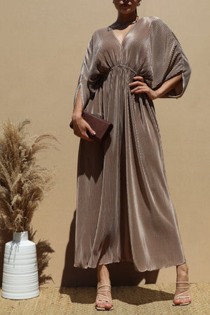 DD7455, PLEATED LOOSE FIT MIDI DRESS