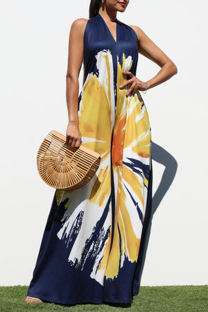 DD8123, PRINTED HALTER NECK KNIT JUMPSUIT