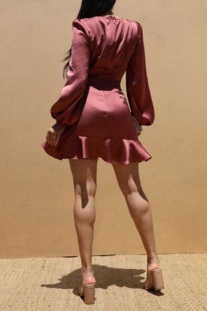 DD7479, WRAP SATIN MINI DRESSES