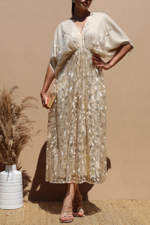 DD7481, SEQUIN LACE LOOSE FIT MIDI DRESS
