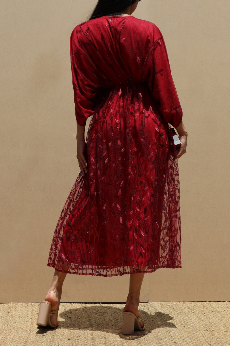 DD7481, SEQUIN LACE LOOSE FIT MIDI DRESS