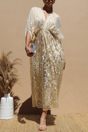 DD7481, SEQUIN LACE LOOSE FIT MIDI DRESS