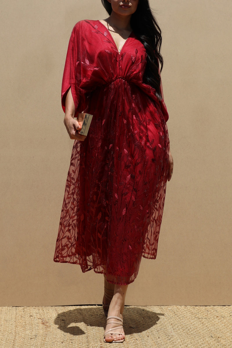 DD7481, SEQUIN LACE LOOSE FIT MIDI DRESS