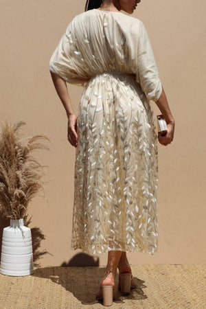 DD7481, SEQUIN LACE LOOSE FIT MIDI DRESS