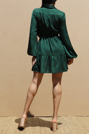 DD5161, FRT TIE SATIN MINI DRESS