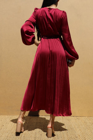 DD7436, PLEATED SATIN MIDI DRESSES