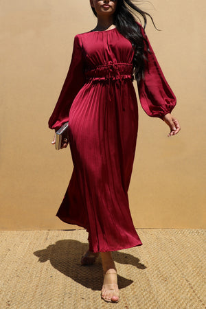 DD7436, PLEATED SATIN MIDI DRESSES