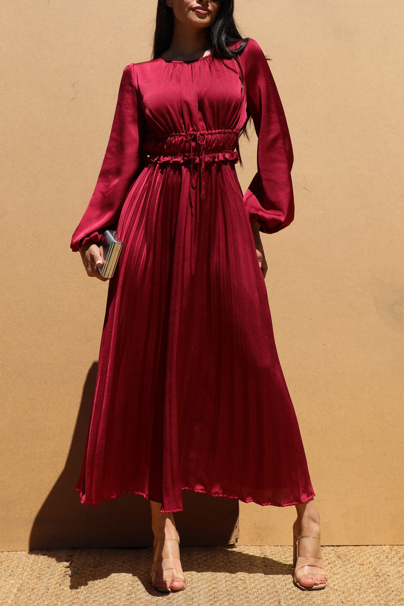 DD7436, PLEATED SATIN MIDI DRESSES