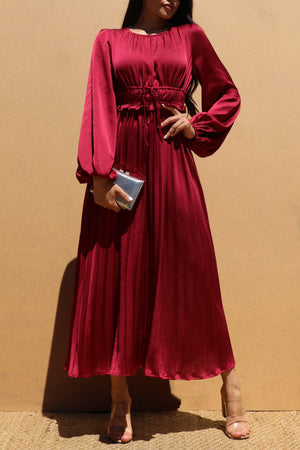 DD7436, PLEATED SATIN MIDI DRESSES