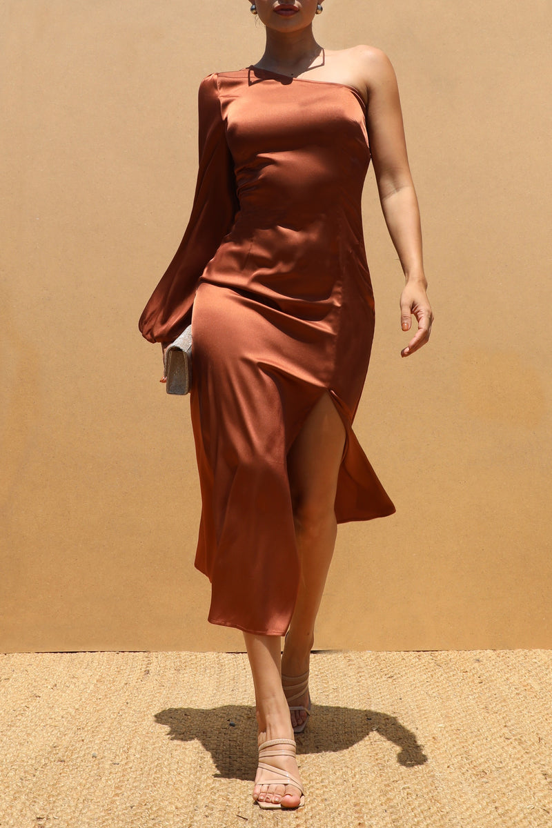 DD7475, ROUND NECK SATIN MIDI DRESSES