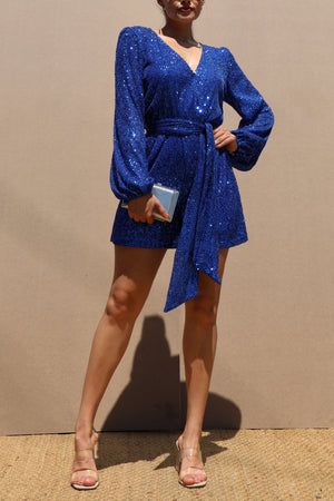 DD1759, V NECK SEQUIN ROMPER