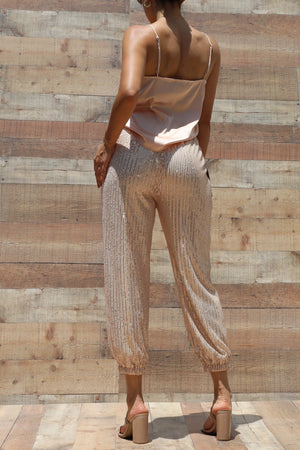 DD3866, SEQUIN PANT AND SATIN TOP SET