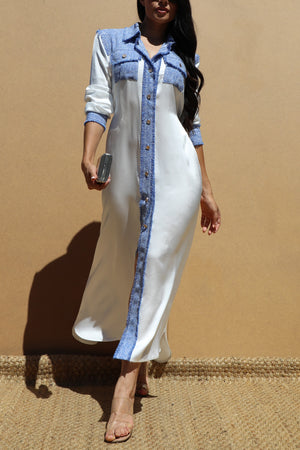 DD5141, BUTTON DOWN SATIN LONG DRESS