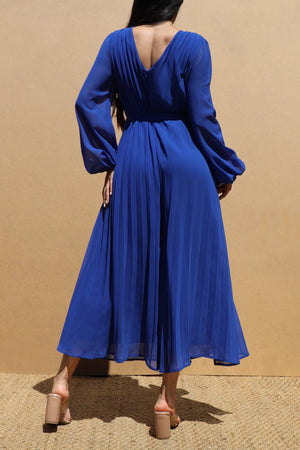 DD6281, PLEATED V NECK WOVEN JUMPSUIT