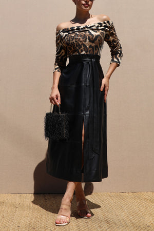 DD7702, OFF SHOULDER KNIT TOP MIDI DRESS