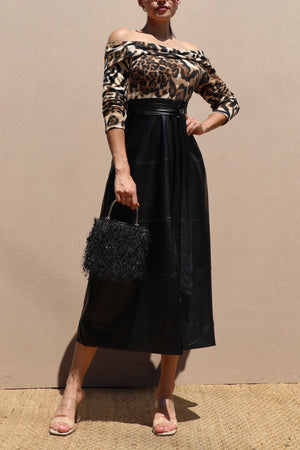 DD7702, OFF SHOULDER KNIT TOP MIDI DRESS