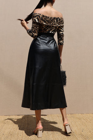 DD7702, OFF SHOULDER KNIT TOP MIDI DRESS