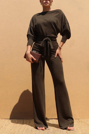 DD7584, OFF SHOULDER KNIT JUMPSUIT