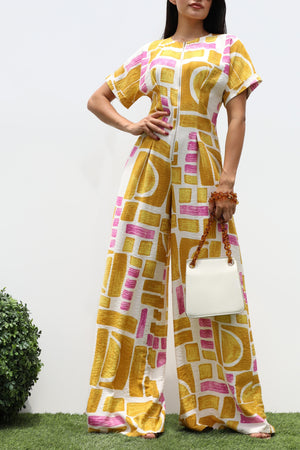 DD8240, PRINTED LOOSE FIT WOVEN JUMPSUIT