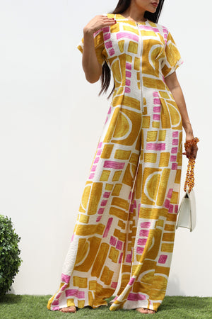 DD8240, PRINTED LOOSE FIT WOVEN JUMPSUIT