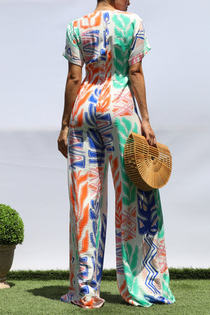 DD8431, PRINTED LOOSE FIT WOVEN JUMPSUIT