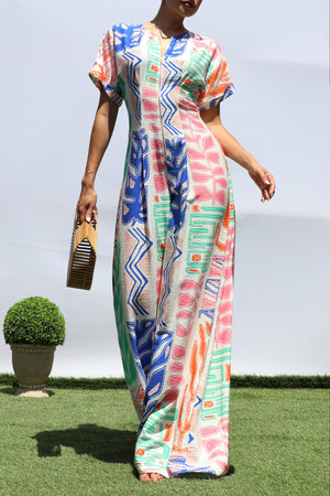 DD8431, PRINTED LOOSE FIT WOVEN JUMPSUIT