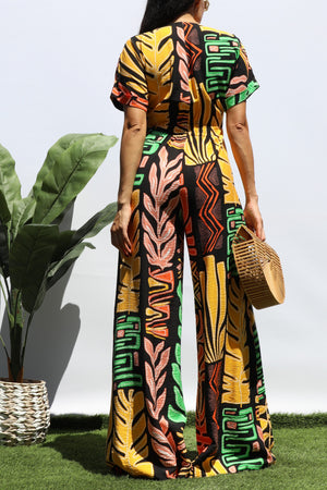 DD8431, PRINTED LOOSE FIT WOVEN JUMPSUIT