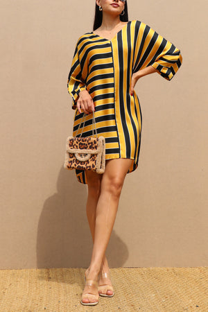 DD1893, V NECK SATIN MINI DRESS