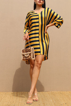 DD1893, V NECK SATIN MINI DRESS