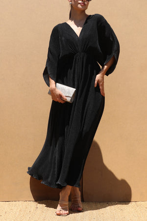 DD7455, PLEATED LOOSE FIT MIDI DRESS