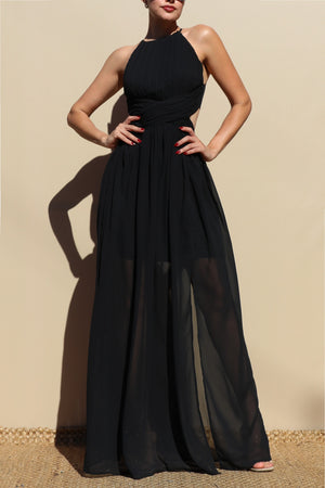 DD4624, PLEATED WOVEN MAXI DRESS
