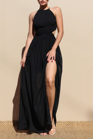 DD4624, PLEATED WOVEN MAXI DRESS