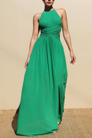 DD4624, PLEATED WOVEN MAXI DRESS
