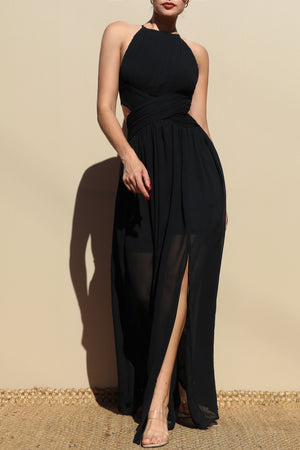 DD4624, PLEATED WOVEN MAXI DRESS