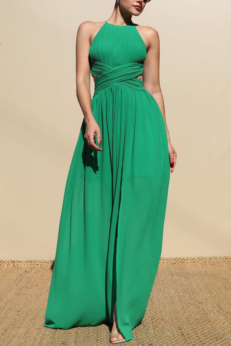 DD4624, PLEATED WOVEN MAXI DRESS