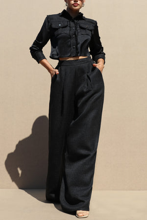 DD7593, BUTTON DOWN TOP AND PANT SET