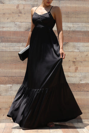 DD4136, CORSET SATIN MAXI DRESS