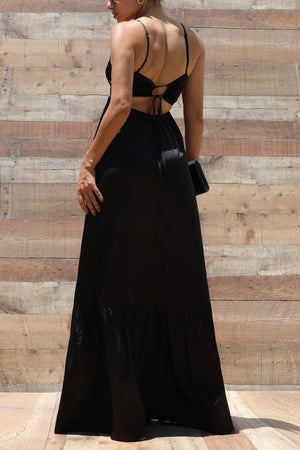 DD4136, CORSET SATIN MAXI DRESS